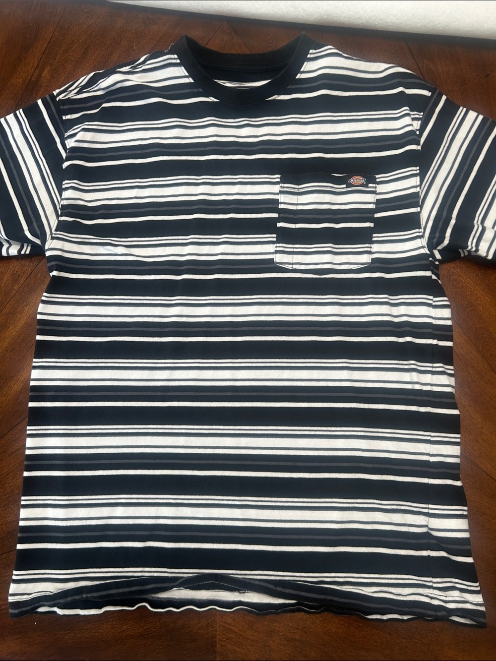Dickies Black and White Striped Pocket Tee